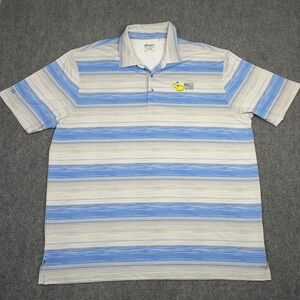 Ahead Performance Polo Shirt Mens XL Blue White Striped Maui CC Golf Athleisure
